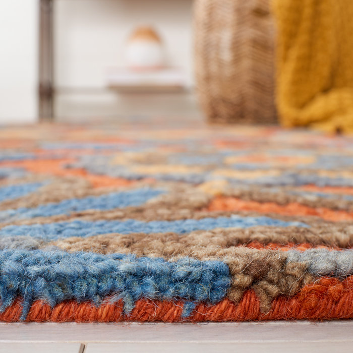 Langley Street Gagner Handmade Orange/Blue/Brown/Yellow Rug & Reviews